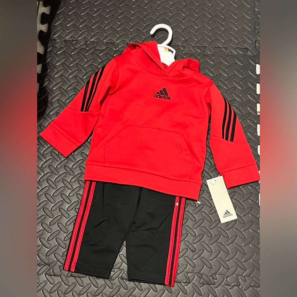Adidas Red and Black Kids Matching Set